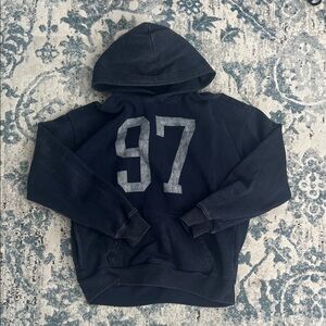 Hollister Navy Blue Pullover Hoodie with '97 Front Graphic